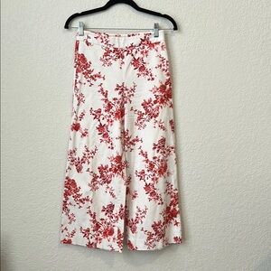 ANTONIO MELANI Red and White Floral Wide Leg Pants